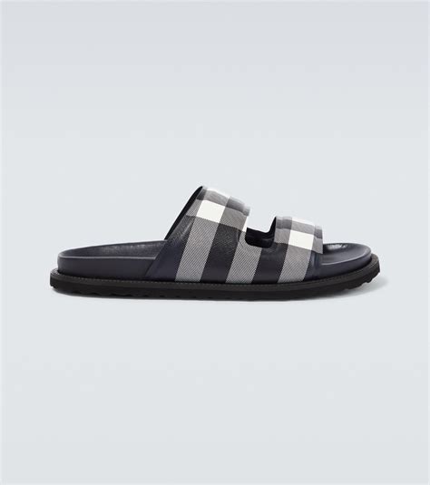 blue burberry slides